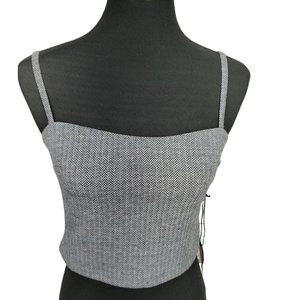 Popular Basic Women's Chevron Black White Cropped Fitted Tank Top Size Large‎